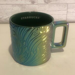 Starbucks 2024 Anniversary Siren Tail 14oz ceramic mug in iridescent green